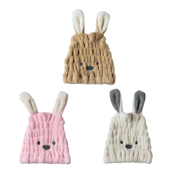 

shower caps oral fleece cartoon hair dryer hat ear absorb water protection reusable bathing cap