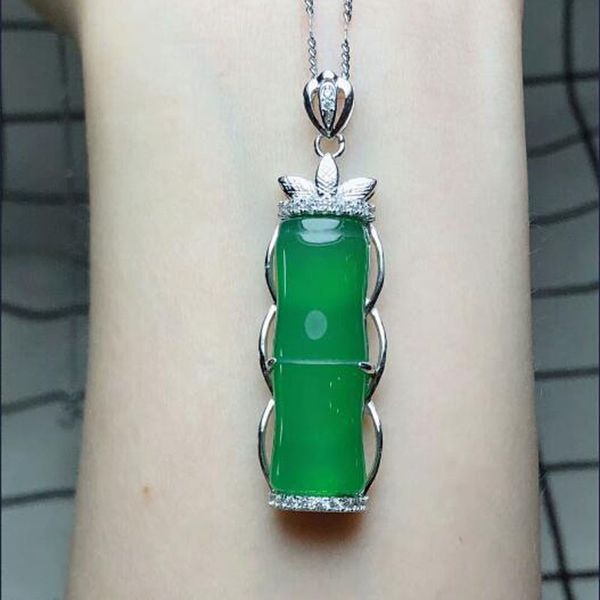 

natural chalcedony green agates silver jewelry pendant for men women jewelry, Black;brown