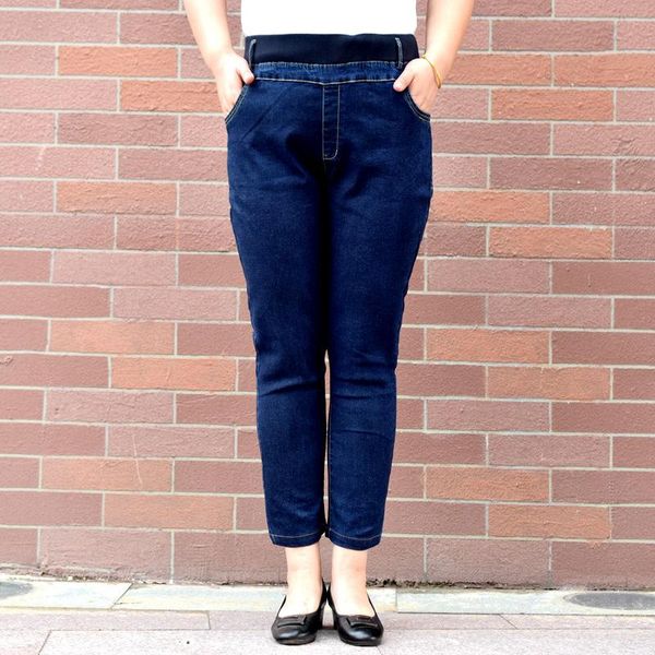 

korean office lady plus size summer jeans women vintage streetwear casual high waisted demin ankle length woman h260 women's, Blue
