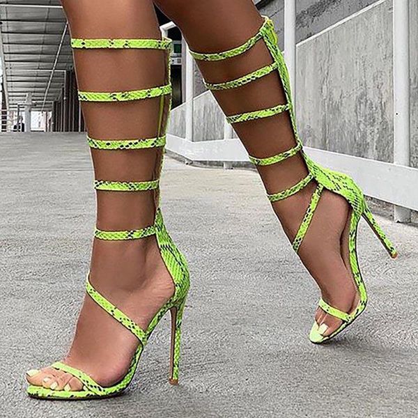 

dress shoes 2021 summer european and american foreign trade thin belt snake pattern hollow high heels fashion roman sandals female, Black