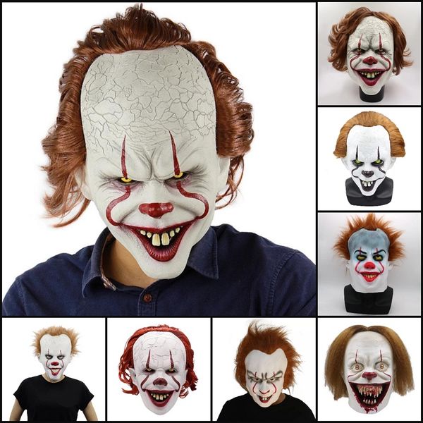 Maschera di Halloween Film in silicone Stephen King's It 2 Joker Pennywise Mask Full Face Horror Clown Cosplay Prop Party Maschere orribili