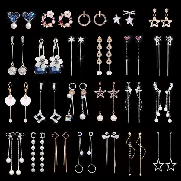 

mkpz long female 925 silver needle girl stud and heart tassel korean long female 925 silver needle girl pearl earringsearrings and earrings, Golden;silver