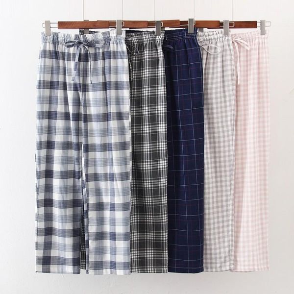 

women's sleepwear 2021 spring autumn women 100% cotton sleeping bottoms female plus size nighty trousers ladies thicken loosen plaid pa, Black;red