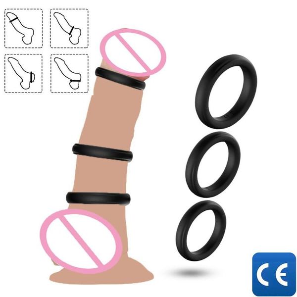 

cockrings est 3 sizes soft silicone cock ring high elastic toys for men delay ejaculation male enhancer lock