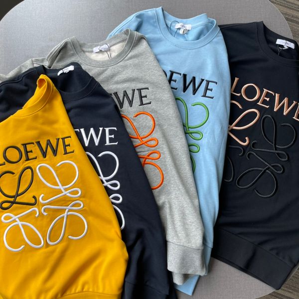 

loewe hiphop loose oversized hoodies o neck sweatshirt streetwear pullover sweatshirts crewneck couples long sleeve embrodiery printing cott, Black