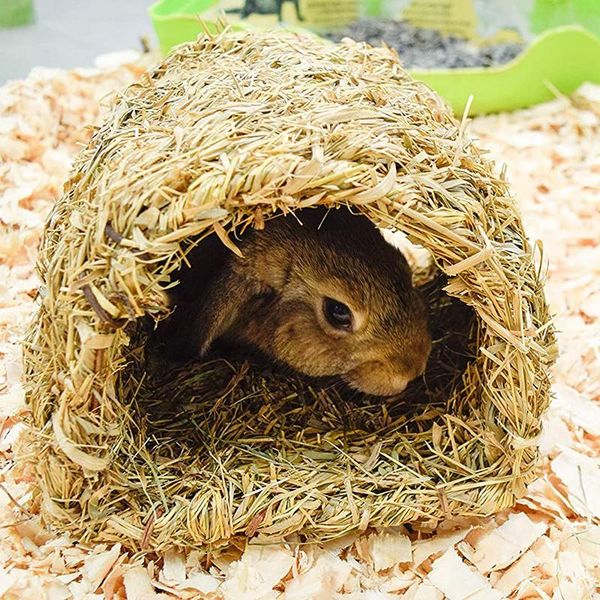 

small animal supplies grass house tunnel hutch woven hut for laying or sleeping edible chew home rabbits chinchilla and animals-abux