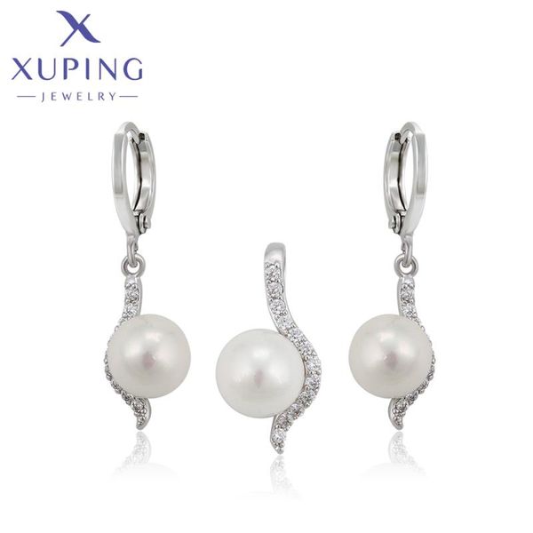 

earrings & necklace xuping jewelry fashion est imitation pearl sets for women family anniversary party gift 60073, Silver