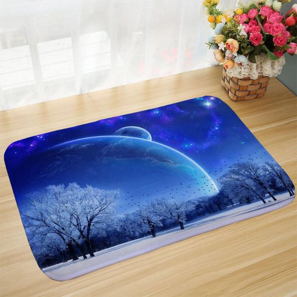 

european style colorful galaxy starry sky print bathroom door mat living room bedroom non-slip vacuum bath mats