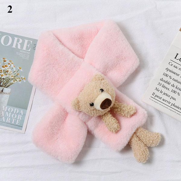 

scarves cute cartoon bear plush scarf children imitation fur cross collar for boys winter warm thicken scarfs kids gift, Blue;gray