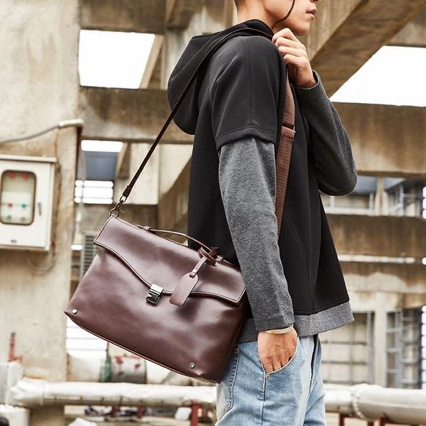 

briefcases retro crazy horse leather briefcase for men business laphandbag trendy large capacity hasp zipper shoulder messenger bag