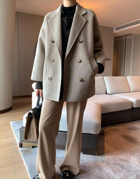 

women's wool & blends 2021 winter autumn fashion luxury ol design woolen suit coat jacket, Black