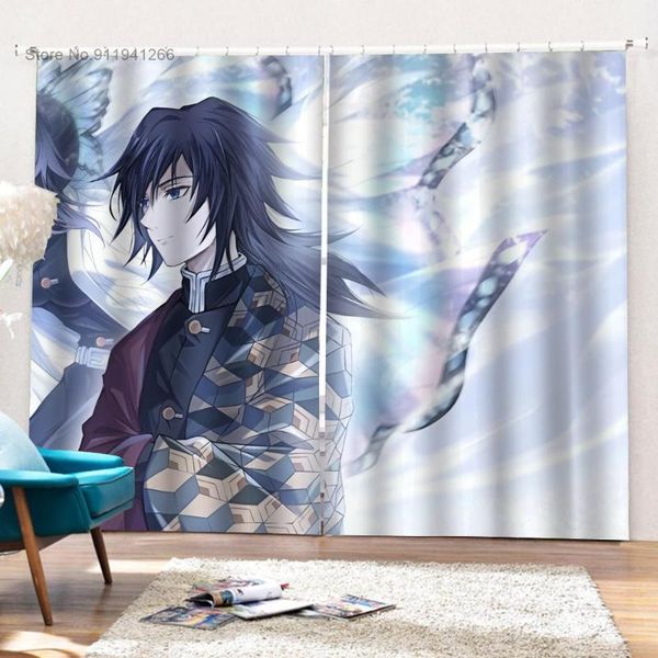 

curtain & drapes demon slayer print anime curtains for window treatment living room bedroom blinds kids home decor