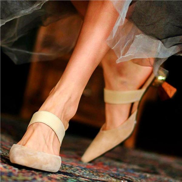 

dress shoes elegant pumps mules women's suede leather high heels sandals slide on wedding dating nightclub, Black