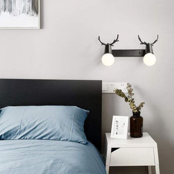 

wall lamp nordic antler black/white painted metal modern lights for home indoor lighting fixtures 110-240v e27 base sconces