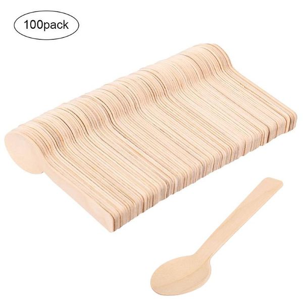 

disposable flatware 100pcs wooden spoon cake ice cream western dessert cheese wedding party tableware kitchen biodegradable