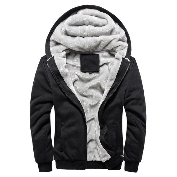 

men's hoodies & sweatshirts 2021 winter men oversized hoodie thick warm fleece zipper coat sportwear male streetwear harajuku sweatshir, Black
