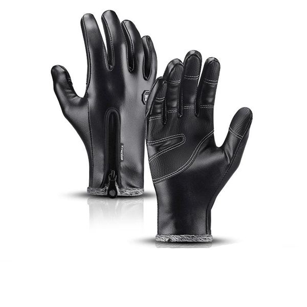 

winter warm windproof cycling gloves full finger shockproof waterproof thermal motorcycle autumn bike, Black