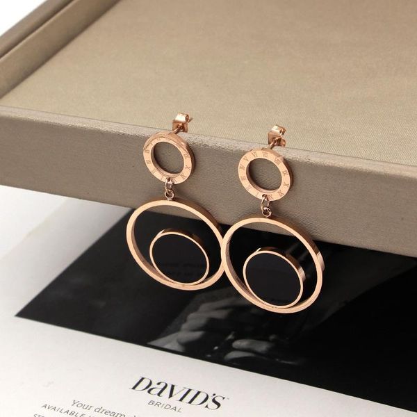 

stud 2021 fashion women's jewelry roman number circle round earrings rose gold woman, Golden;silver