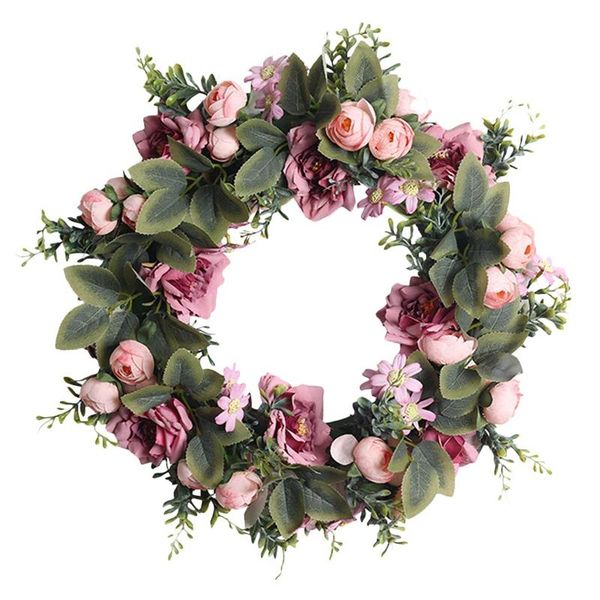 

artificial camellia and roses wreath for front door window wall party wedding venue layout props farmhouse home decorative flowers & wreaths