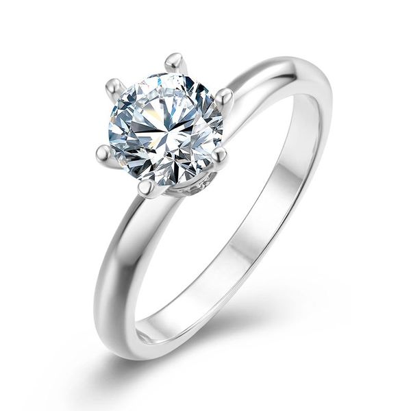 

cluster rings classic 925 sterling silver moissanite ring simple style 1ct d color jewelry anniversary, Golden;silver