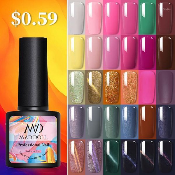 

8ml uv gel nail polish glitter sequins soak off varnish color semi-permanent diy art varnish1, Red;pink