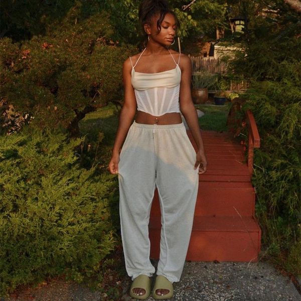 

women's tanks & camis halter fish bone shaped waist crop women strapless backless party clubwear fashion streetwear camisole, White
