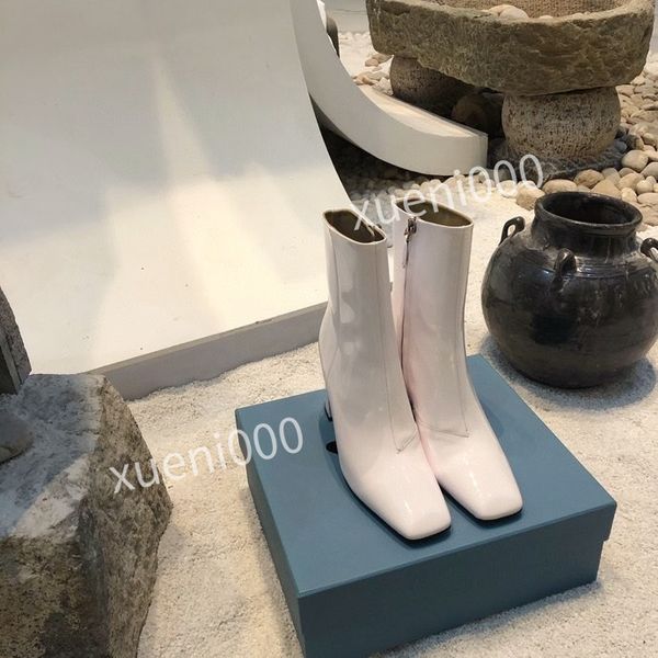 

2021 designer plaque boots lace up ankle boot women black leather combat boots high heel winter boot quality, Red;white