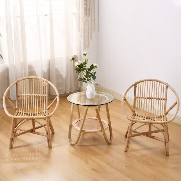 

camp furniture real rattan leisure balcony chair three-piece small table household single back garden