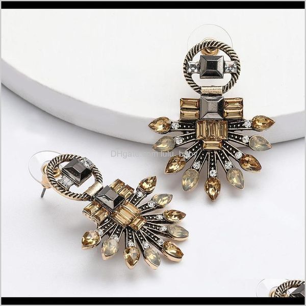 

charm jewelry drop delivery 2021 alloy diamond rhinestone geometric earrings women bohemian national style jsgap, Golden