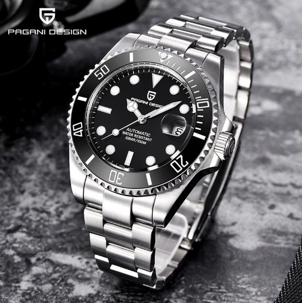 

wristwatches men automatic mechanical watch full stainless steel case and strap sapphire heavy sea watches limited 43mm a381, Slivery;brown