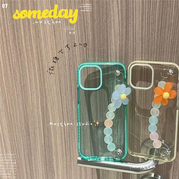 

cell phone pouches ins french flower chain clear case for 11 12 pro max xr xs 8 plus se2 proof back cover