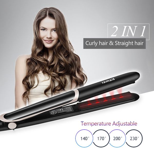 

professional straightener electric curler flat negative ion hair straighting curling iron with led display 36d, Black