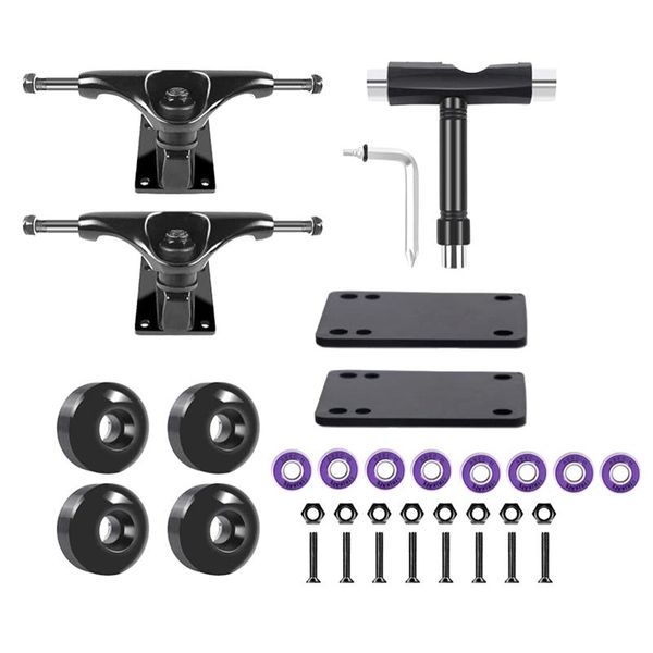 

skateboarding 5inch skateboard truck wheel set-52mm soft skateboards wheels bearing,skateboard parts,skate board tool,pads