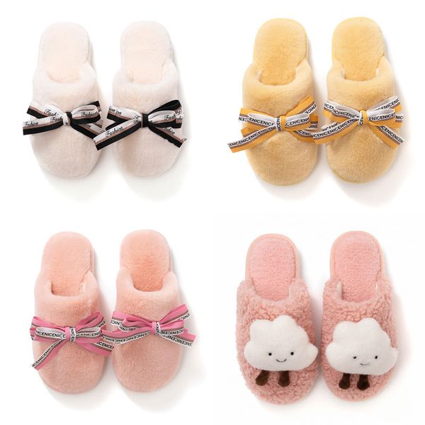 

girl shoes bowknot autumn winter clouds cute home cotton slipper white pink yellow grey women warm breathable fashion all inclusive plush sl