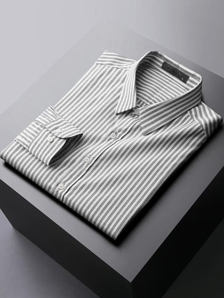 

men's casual shirts 2021 spring summer fashion handsome mens button down slim fit long sleeve striped a162, White;black