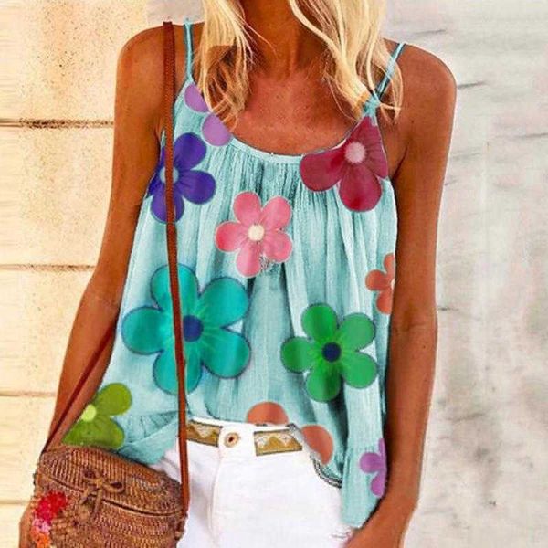 

women's tanks & camis womens loose suspenders tank fashion cute flower printed summer, White