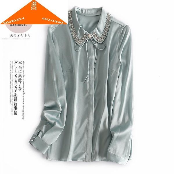 

summer 25% vintage real silk blusas mujer de moda 2021 spring korean elegant blouse women long sleeve shirts zp6492 women's blouses &, White