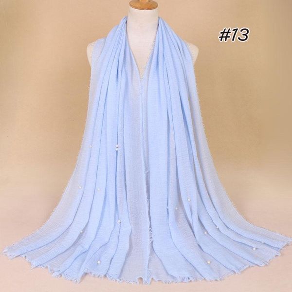 

scarves 2021 cotton pearl muslim scarf solid color national wind long for women wrap shawl stole 20, Blue;gray