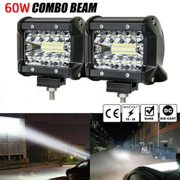 

working light 60w led work bar flood spot lights driving lamp offroad car truck suv aluminum shell