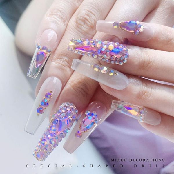 

nail art decorations 12 color flat bottom mixed shape diy 3d decoration rhinestone crystal stone accessories, Silver;gold