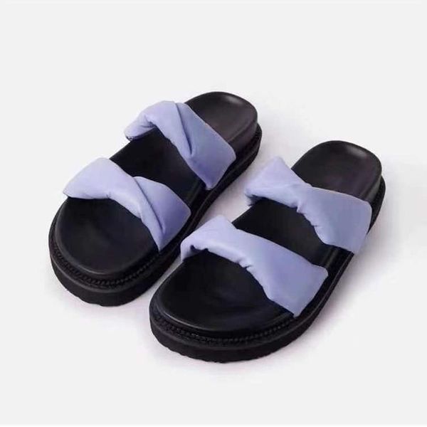 

slippers double band women summer outside slides shoes casual platform sandals thick sole open toe big size 10.5, Black