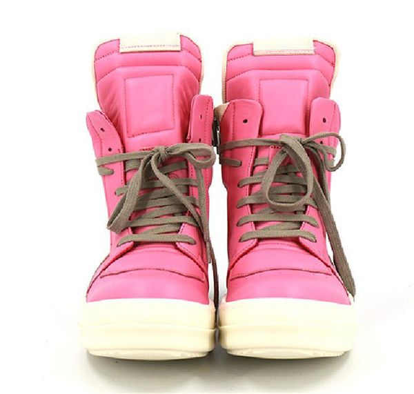 

customized pink tpu rock high street mid calf cowhide boots, Black