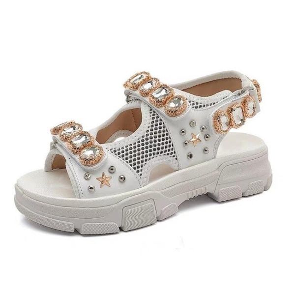 

sandals woman summer 2021 women's shoes flat bottom super rhinestone, Black