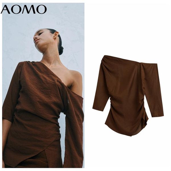 

women's blouses & shirts aomo 2021 women shoulder shirt chic female be584a, White