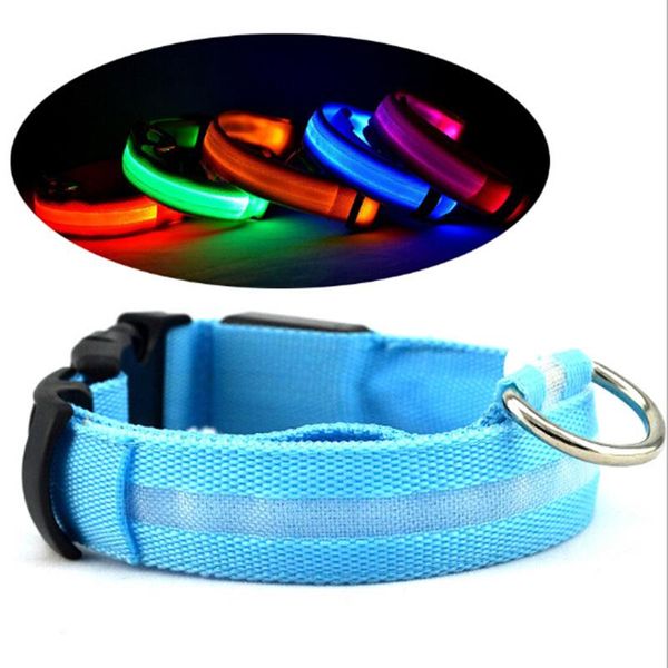 

dog collars & leashes nylon pet led collar night safety flashing glow supplies cat small dogs with cr2021 battery