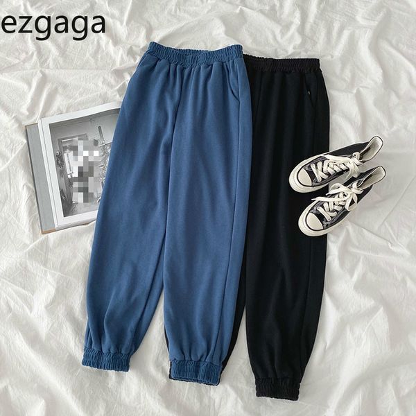 

ezgaga harem pants women autumn new korean high waist sweatpants solid baggy stretch ladies long trouser streetwear joggers 210430, Black;white