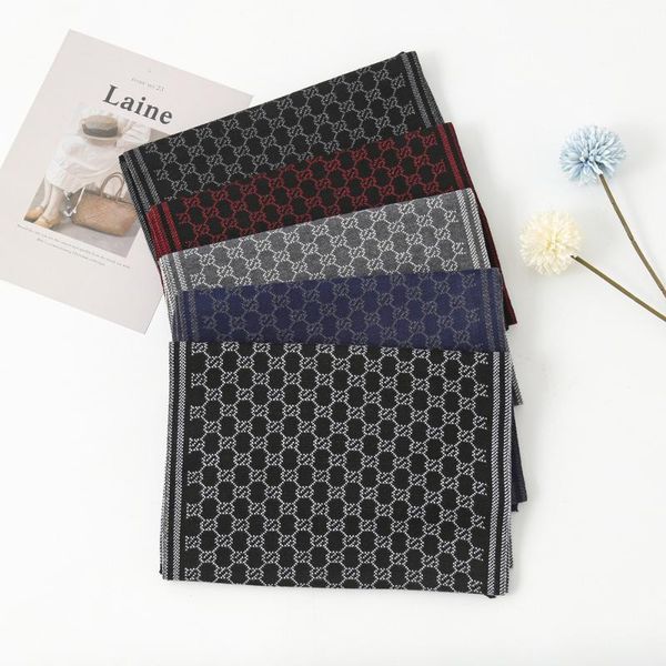 

scarves fashion brand designer cashmere scarf men winter warm soft letter printied tassel shawl wrap striped, Blue;gray