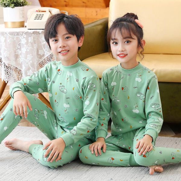 

clothing sets 3-16 years old spring autumn kids pajamas set girls clothes teens cartoon sleep wear full sleeve pant 2pcs night suits, White