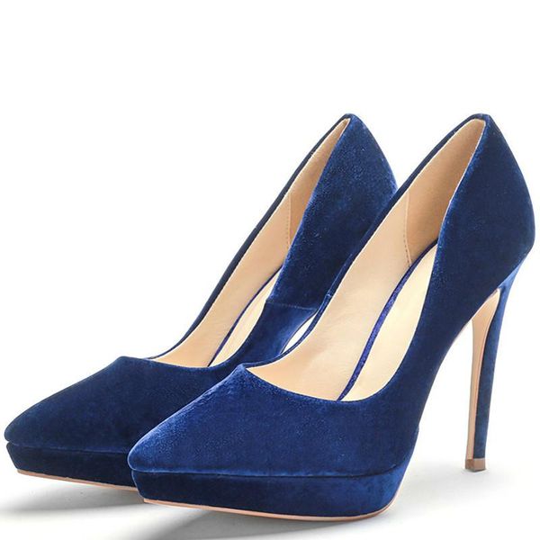

dress shoes yechne fashion pointed toe pumps stiletto women's blue high heels plus size 43 wedding party woman, Black