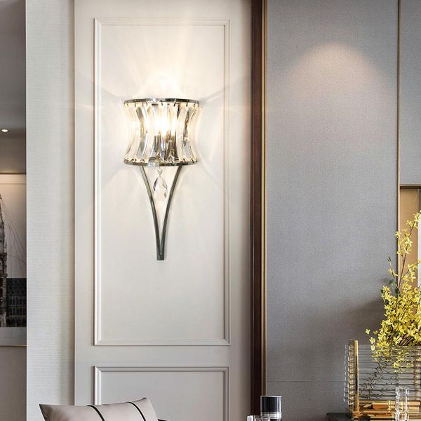 

wall lamps simple crystal lamp bedroom living room aisle light luxury bedside tv background